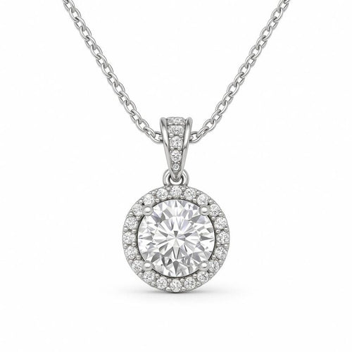 925 Silver Round Pendant With Cz Stones