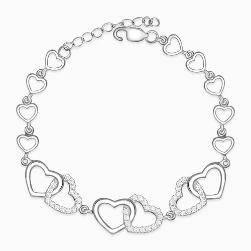 Silver Interlock Heart Bracelet