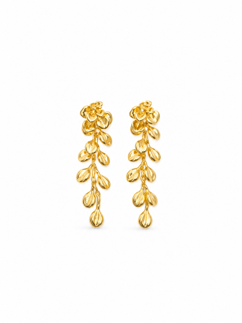 Golden Floral Vine Drop Earrings – anti-tarnish gold earrings by Nesiy
