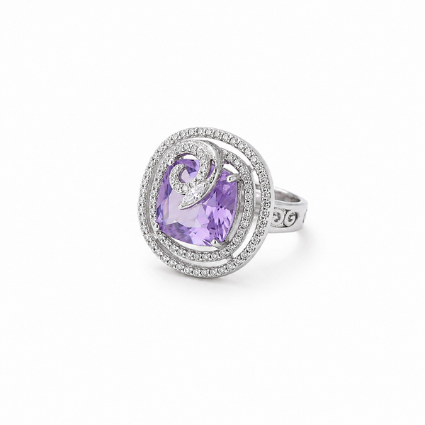 Violet Diamond Serenity Ring – anti-tarnish silver ring by Nesiy