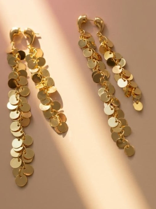 Golden Sequin Tassel Earrings