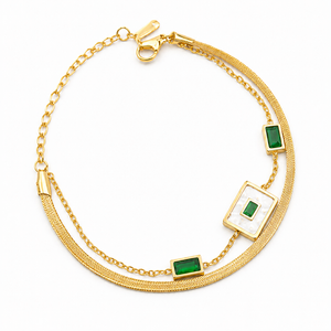Emerald Baguette Bracelet – anti-tarnish gold bracelet by Nesiy