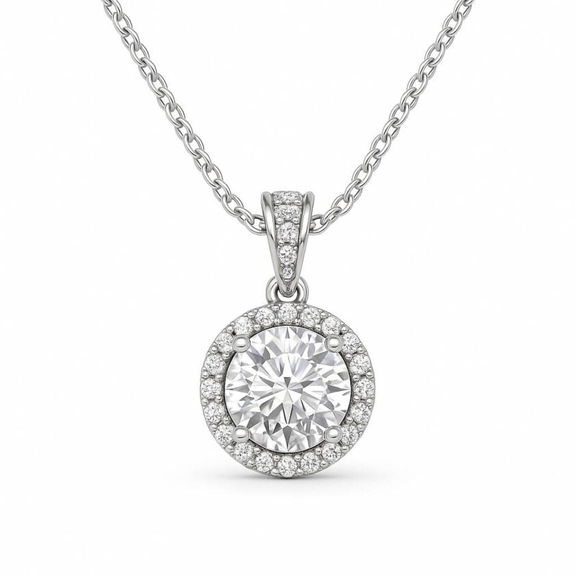 925 Silver Round Pendant With Cz Stones