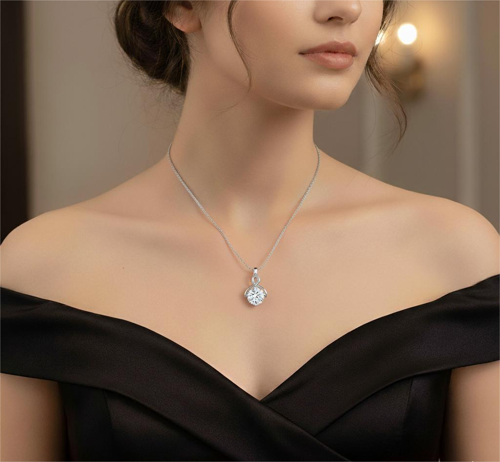 Delicate Solitaire Infinity Pendant