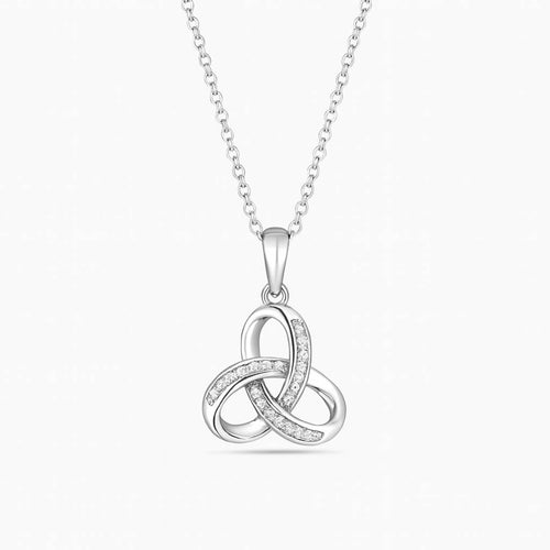 Dainty Knot Silver Solitaire Necklace