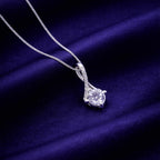 Silver Solitaire Elegance Geometric Pendant