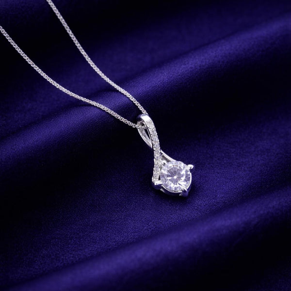 Silver Solitaire Elegance Geometric Pendant