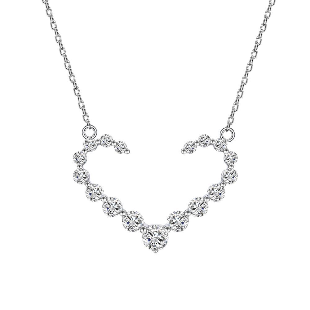 Silver Heart Diamond CZ Pendant
