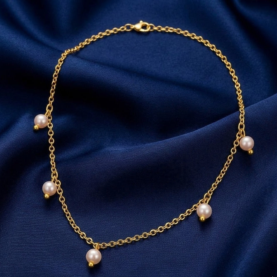 Classic Gold Plated Pearl Elegance Necklace