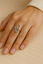 Entwined Hearts Silver Ring
