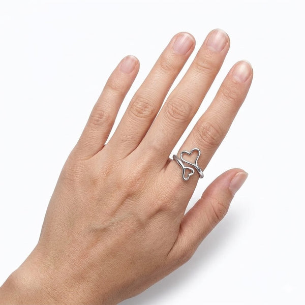 Entwined Hearts Silver Ring