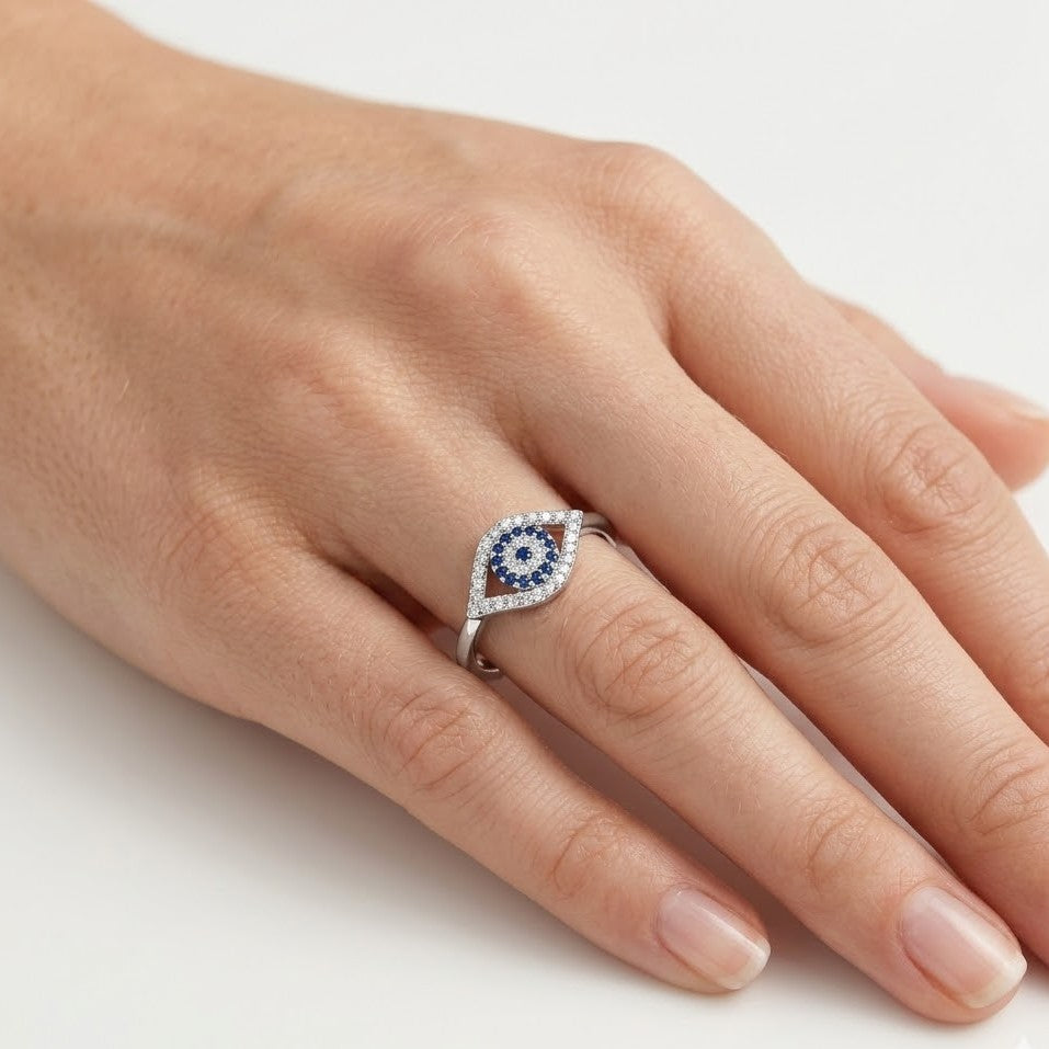Nazar Shield Silver Ring
