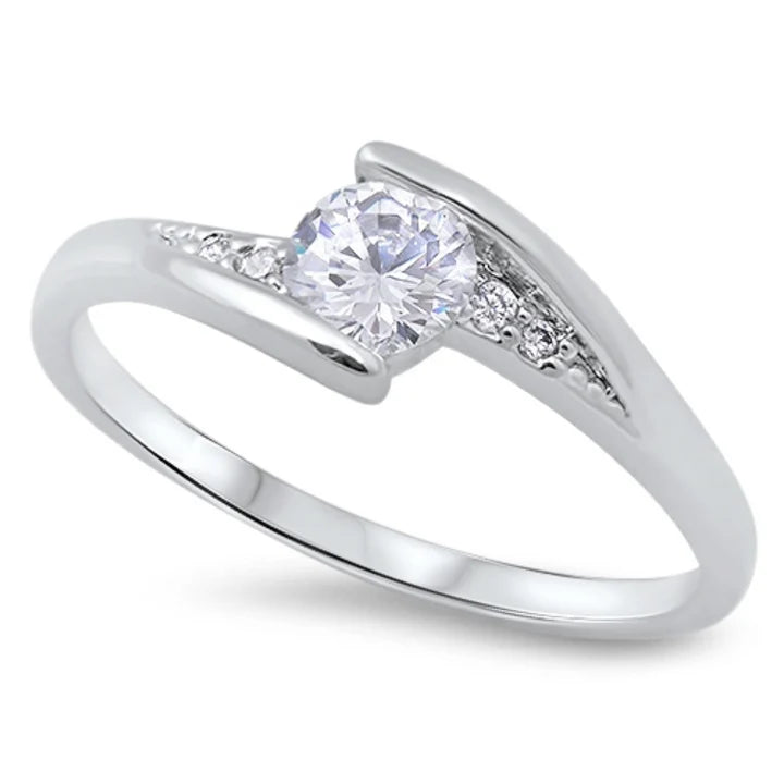 Zircon Topaz Silver Heart Ring