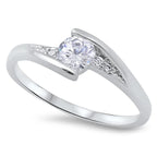 Zircon Topaz Silver Heart Ring