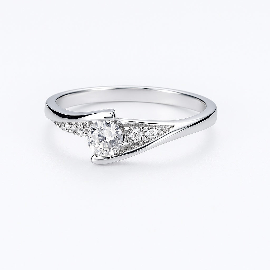 Zircon Topaz Silver Heart Ring