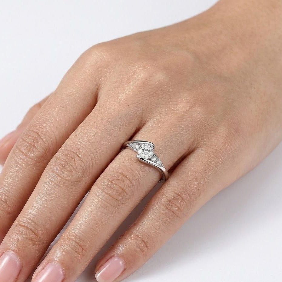 Zircon Topaz Silver Heart Ring