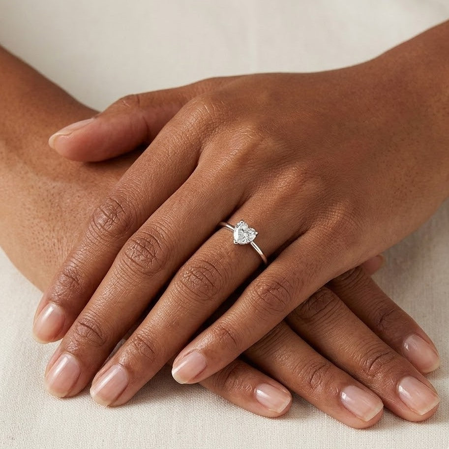 Glistening Heart Silver Ring