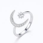 Starry Half Moon Silver Ring