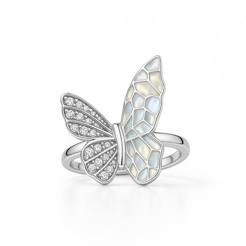 Serene Butterfly Silver Ring