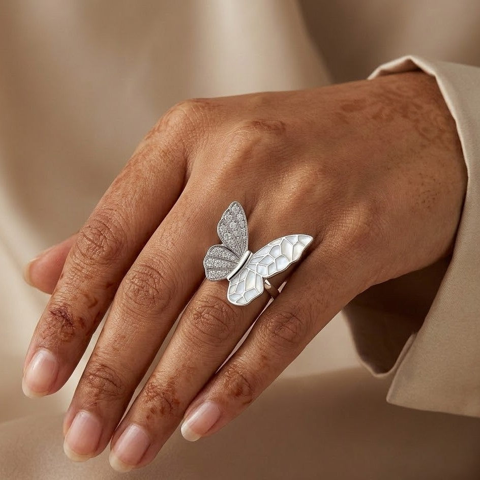 Serene Butterfly Silver Ring