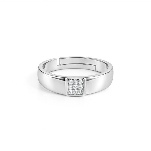 Classic Zircon Silver Men Ring