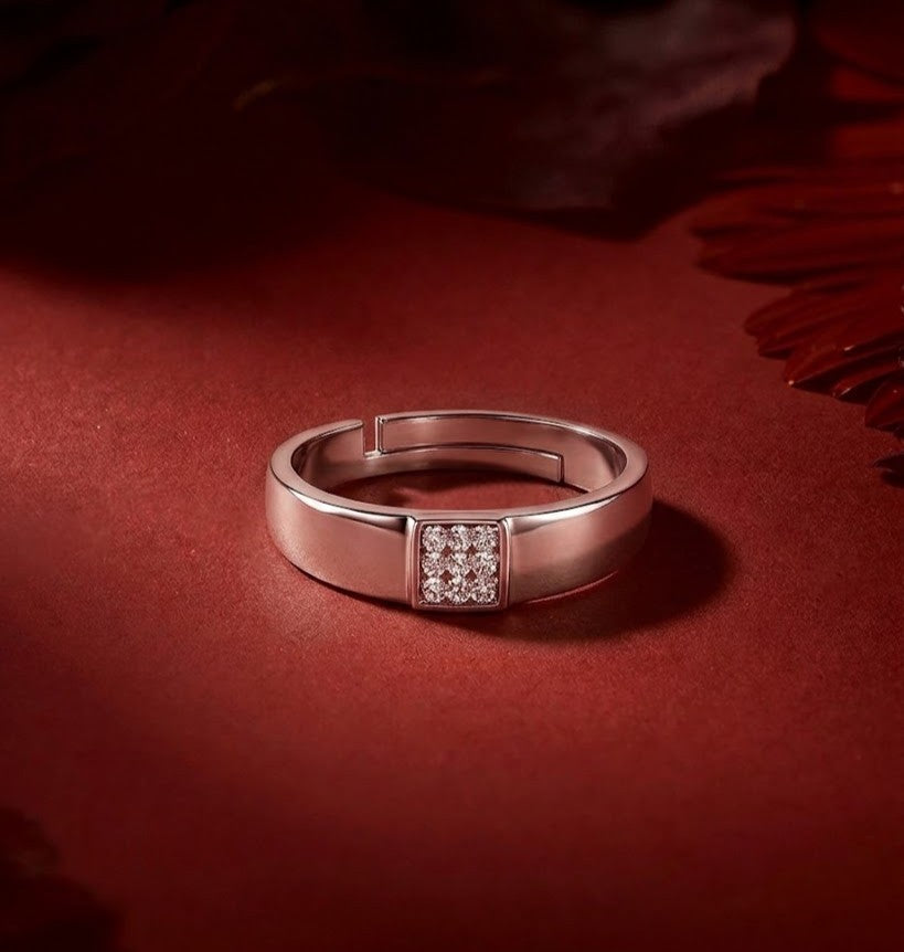 Classic Zircon Silver Men Ring