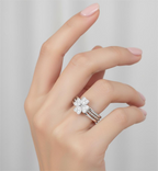 Three - Set Layered Silver Bow Cluster Ring For Her