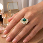 Floral Emerald Delight Ring – anti-tarnish gold ring by Nesiy (view 4)