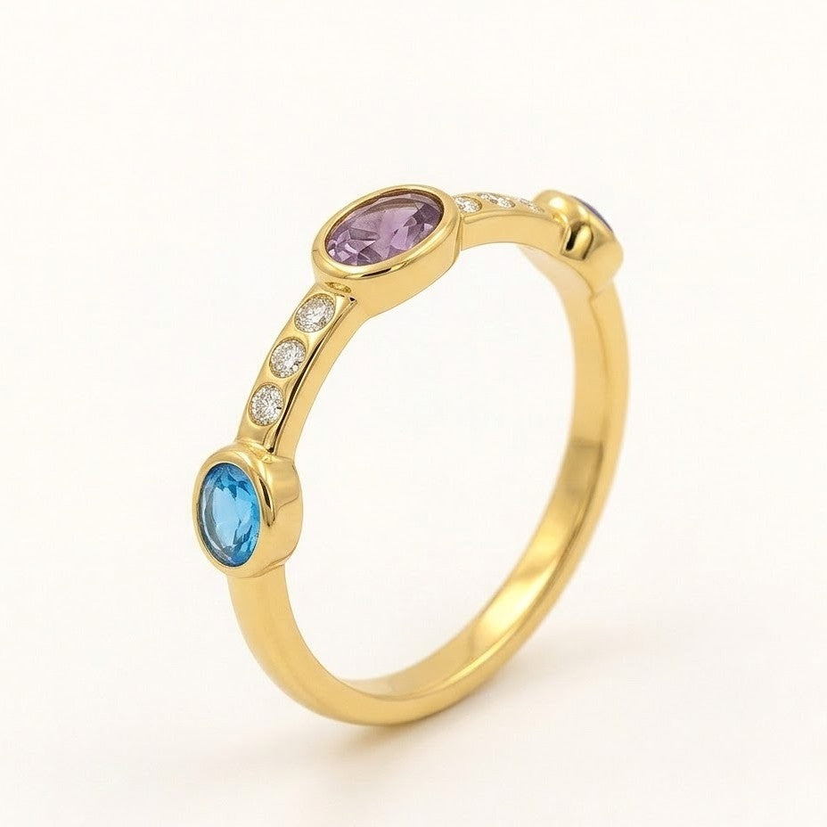 Rainbow Zircon Gemstone Ring – anti-tarnish gold ring by Nesiy (view 3)
