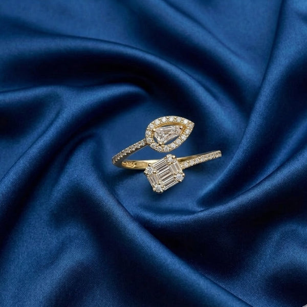 Zircon Twist Baguette Ring – anti-tarnish gold ring by Nesiy (view 3)
