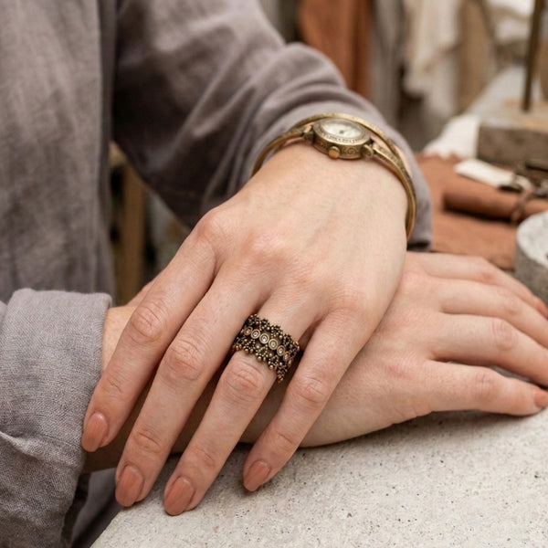 Designer Matte Finished Oxidise Ring – anti-tarnish ring by Nesiy