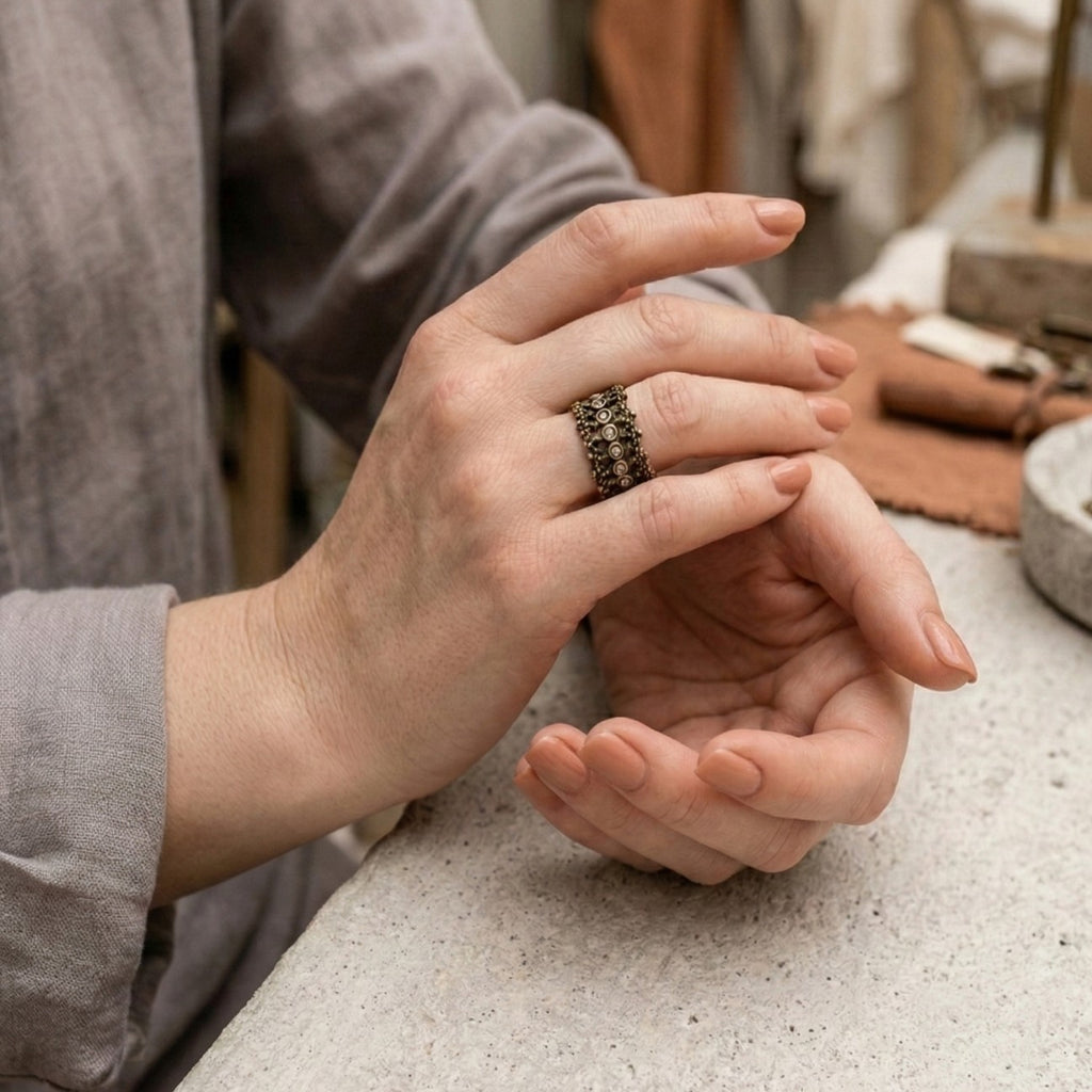 Designer Matte Finished Oxidise Ring – anti-tarnish ring by Nesiy (view 3)