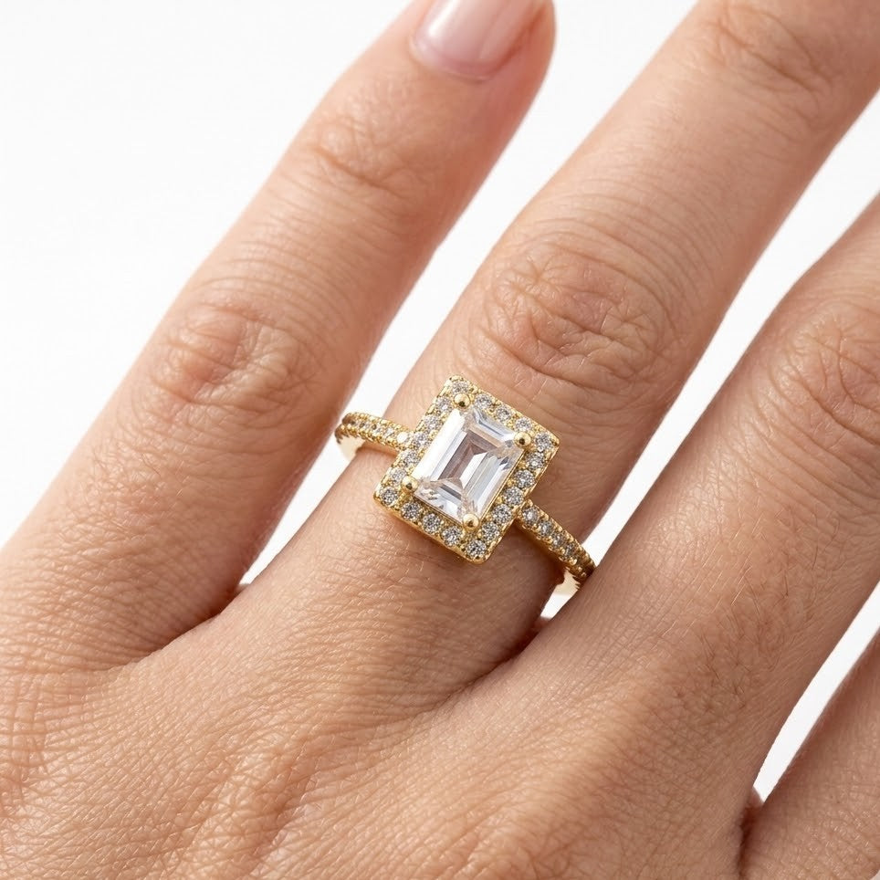 Modern Baguette Ring – anti-tarnish gold ring by Nesiy (view 4)