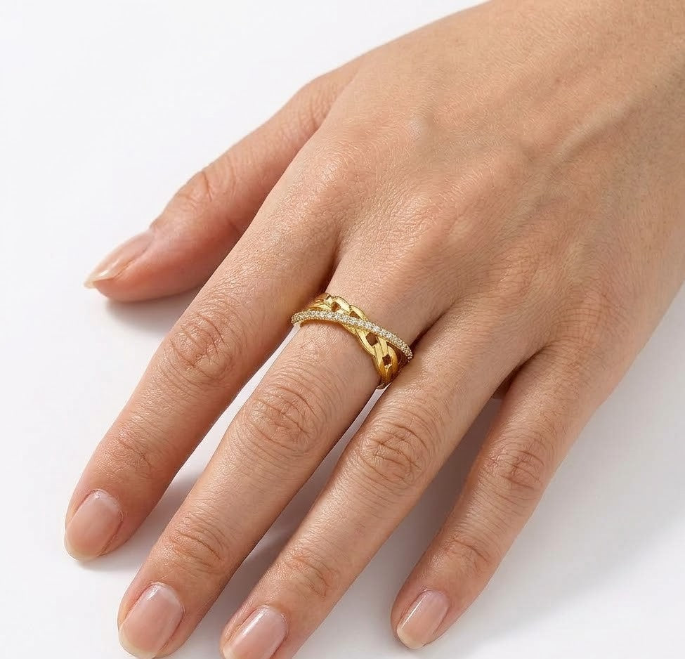 Two Layered Anti Tarnish Ring – anti-tarnish gold ring by Nesiy (view 4)
