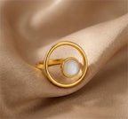 Circular Top Adjustable Ring – anti-tarnish gold ring by Nesiy (view 3)