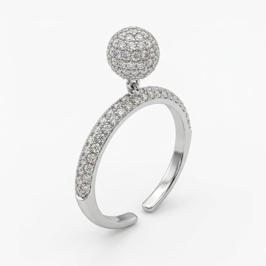 Universal Sphere Ring – anti-tarnish silver ring by Nesiy (view 3)