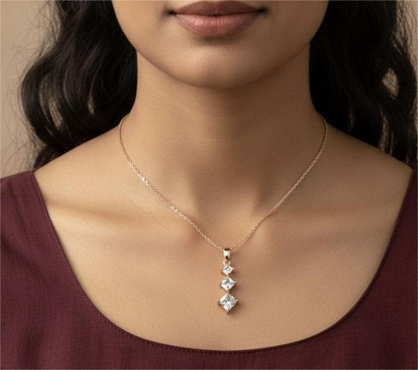 Rose Gold Starry Trio Pendant – anti-tarnish rose gold pendant by Nesiy (view 3)