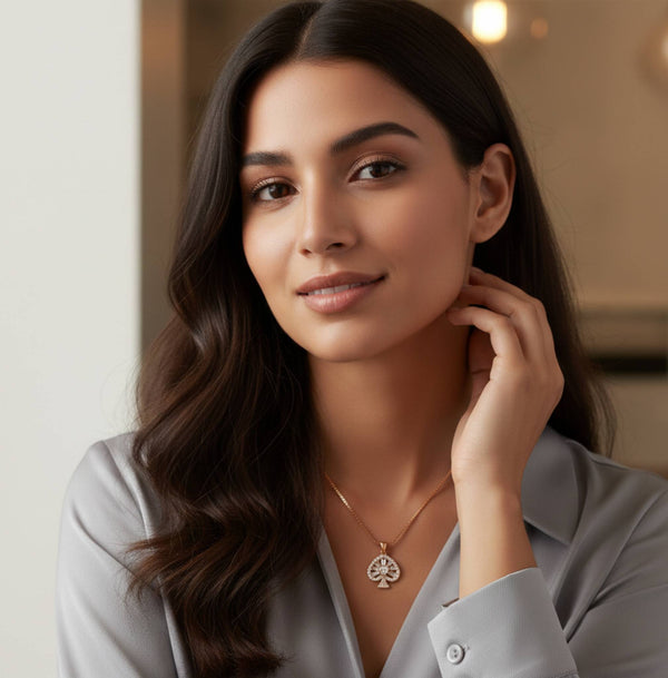 Rose Gold Spade Shape Brass Pendant with Sterling AAA+ Stones – anti-tarnish rose gold pendant by Nesiy (view 2)