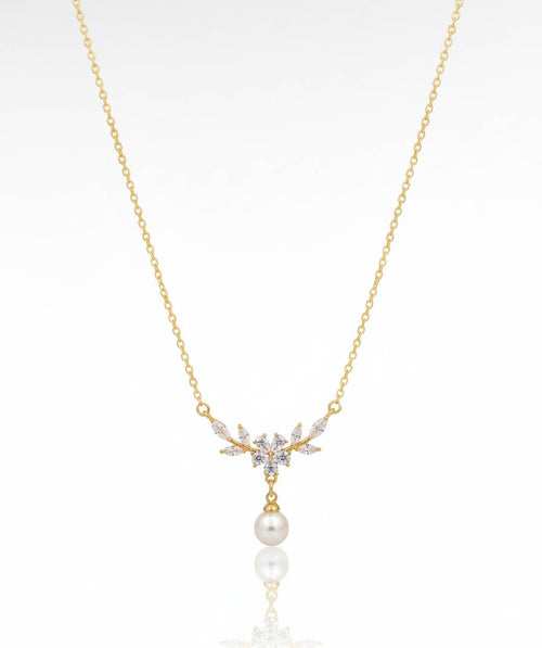 Anushka Pendant with Pearl Drop – anti-tarnish gold pendant by Nesiy