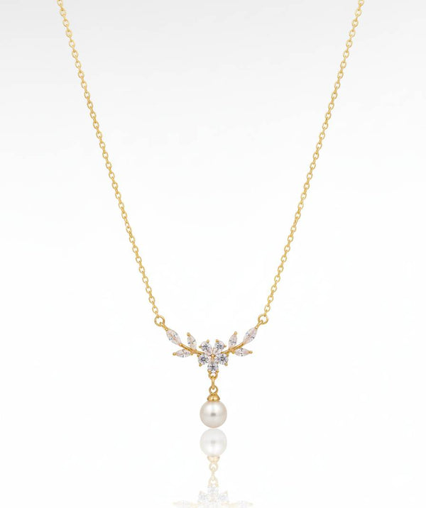 Anushka Pendant with Pearl Drop – anti-tarnish gold pendant by Nesiy