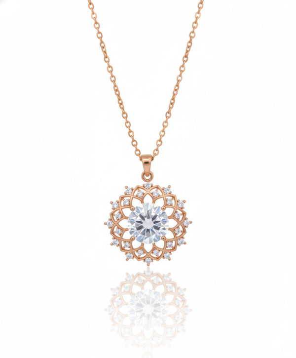 Rose Gold Brass Pendant with Floral Beauty – anti-tarnish rose gold pendant by Nesiy