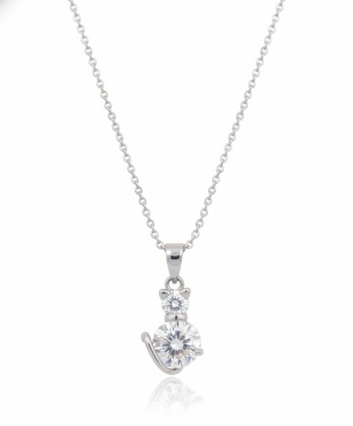 Meow Zircon Pendant – anti-tarnish silver pendant by Nesiy