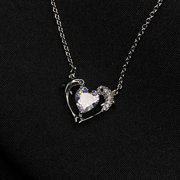 Dolphin Heart Embrace Pendant – anti-tarnish silver pendant by Nesiy (view 3)