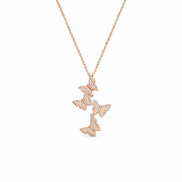 Rose Gold Graceful Rosy Butterfly – anti-tarnish rose gold pendant by Nesiy