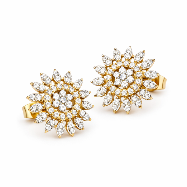 Daisy Delight Brass Studs – anti-tarnish gold earrings by Nesiy