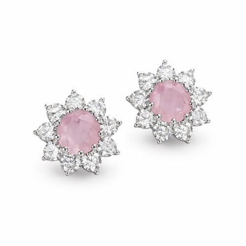Baby Pink Brass Stud – anti-tarnish silver earrings by Nesiy