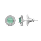Spring Green Brass Gem Earrings – anti-tarnish silver earrings by Nesiy (view 3)