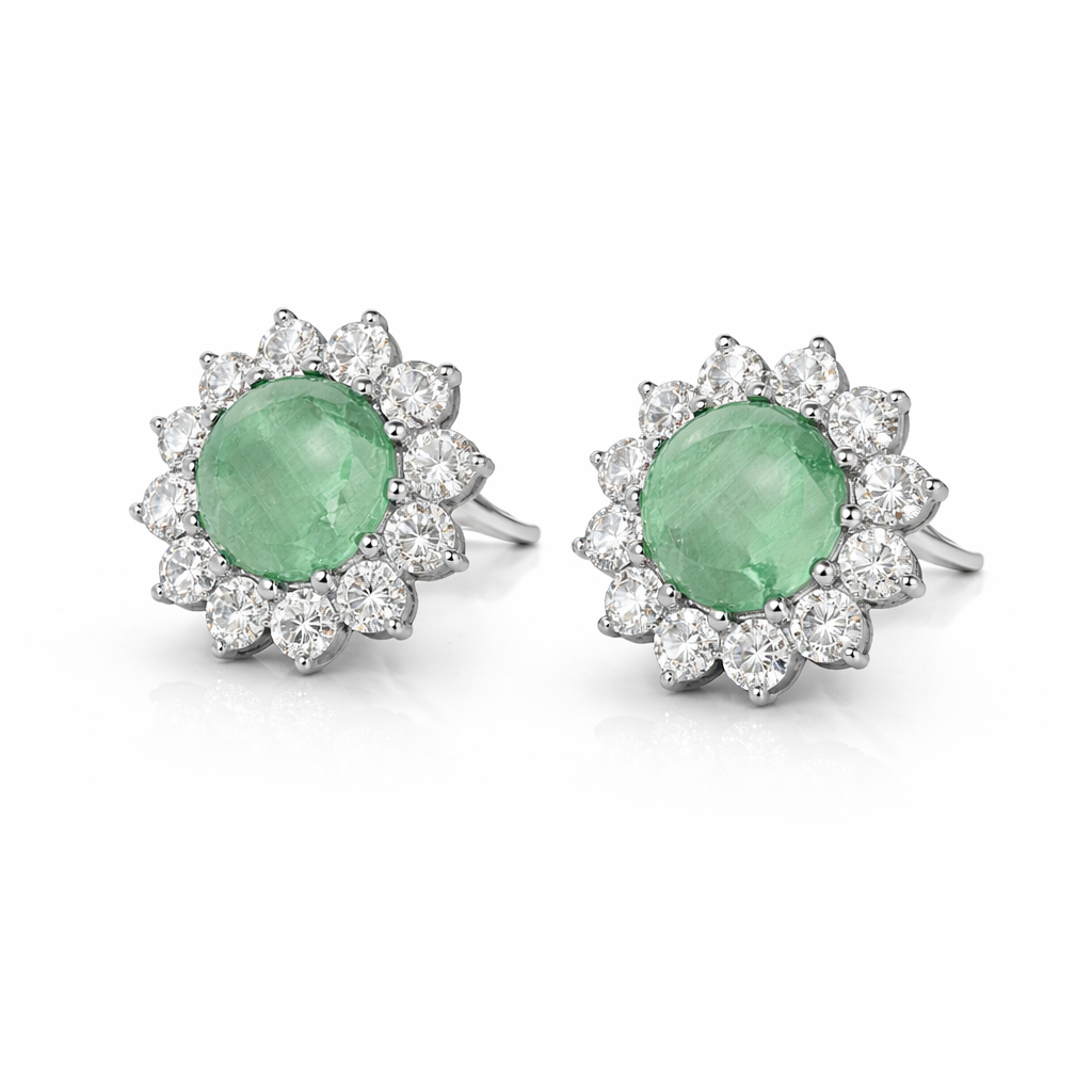 Mint Green Stone Studs – anti-tarnish silver earrings by Nesiy (view 3)