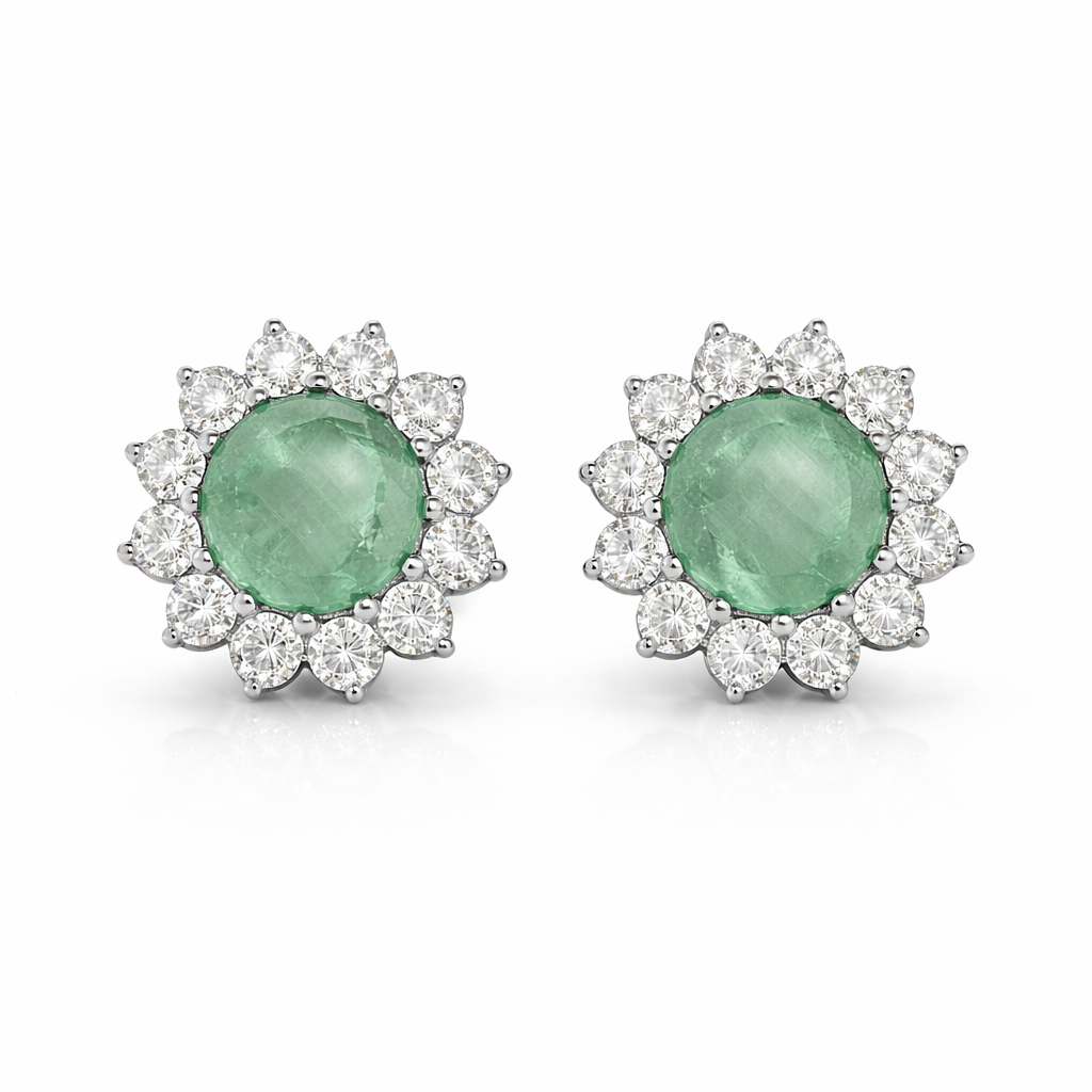 Mint Green Stone Studs – anti-tarnish silver earrings by Nesiy