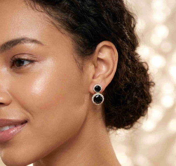 Black Diamond Brass Earrings – anti-tarnish silver earrings by Nesiy (view 4)